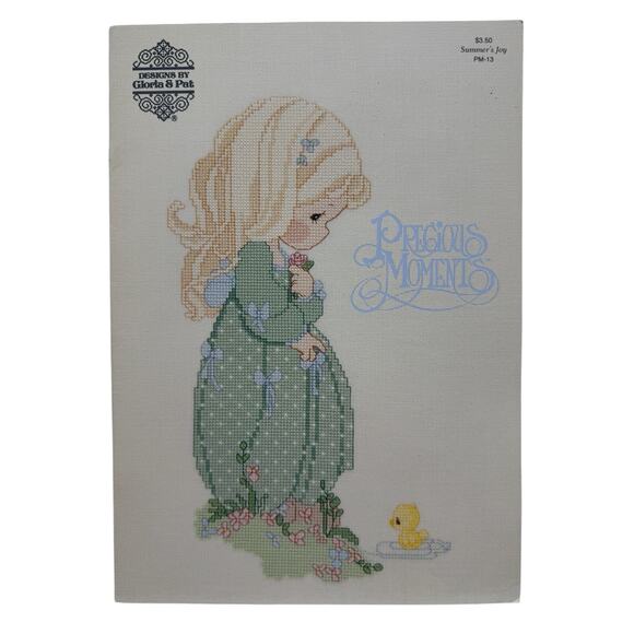 Vintage Precious Moments Summers Joy Cross Stitch Design Book #PM-13 Girl Duck - Picture 1 of 3
